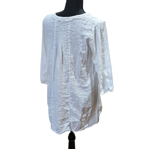 Terzo Millennio Womens White 100% Linen Tunic Top Made In Italy Small - Picture 3 of 9
